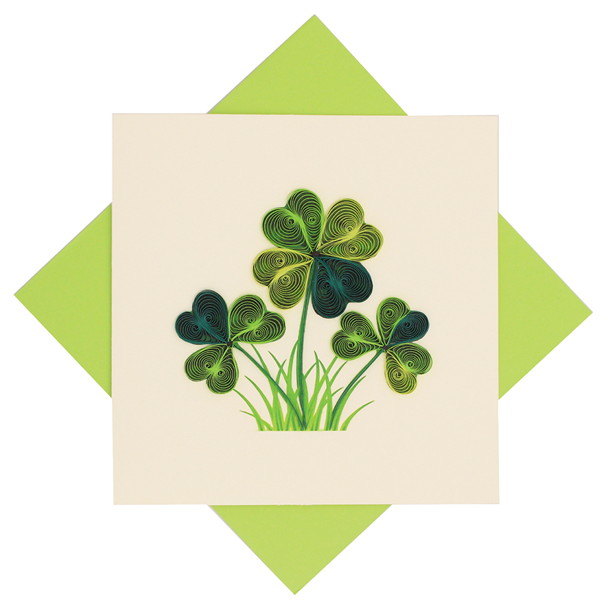 Quilled Green Clover Card